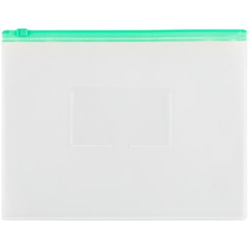 Папка-конверт на zip-молнии OfficeSpace А5, полипропилен, 150мкм, прозрачная, карман, молния зеленая
