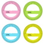 Транспортир 12см, 360° СТАММ, пластиковый, прозрачный, неоновые цвета, ассорти