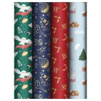 Упаковочная бумага глянц. 70*100см, MESHU "Волшебный праздник", 80г/м2, ассорти 4 дизайна