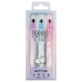 Набор текстовыделителей MESHU "Sweet infinity" со штампом, 03цв., пастельные цвета с глиттером, 1-4 мм, ПВХ бокс с европодвесом