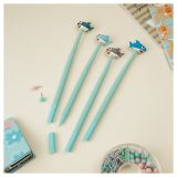 Ручка шариковая MESHU "Shark", синяя, 0,7мм, корпус ассорти, с топпером