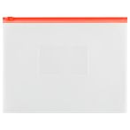 Папка-конверт на zip-молнии СТАММ А5, полипропилен, 150мкм, прозрачная, карман, молния красная