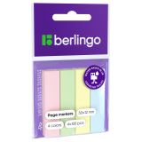 Флажки-закладки Berlingo 12*50мм, 100л*4 пастельных цвета, европодвес Флажки-закладки Berlingo 12*50мм, 100л*4 пастельных цвета, европодвес