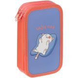 Пенал 3 отделения, 190*110 ArtSpace "Lazy cat", ламинированный картон, софт-тач