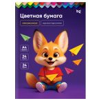 Цветная бумага мелованная A4, BG, одностор., 24 л., 24 цв., на скобе