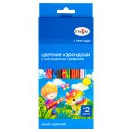 Карандаши с многоцветным грифелем "Юный художник", 12цв., рисунок на корпусе, заточен., картон. упак., европодвес Карандаши с многоцветным грифелем "Юный художник", 12цв., рисунок на корпусе, заточен., картон. упак., европодвес