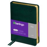 Ежедневник датированный 2026г., А6, 184л., кожзам, Berlingo "xGold", зол. срез, зеленый
