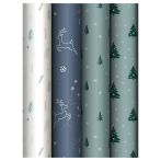Упаковочная бумага глянц. 70*100см, MESHU "Christmas tree", 80г/м2, ассорти 4 дизайна