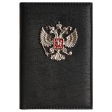 Обложка для паспорта OfficeSpace экокожа, текстура Кварц, подклад текстиль, черный, металлический шильд Герб