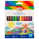 Фломастеры Гамма "Классические", 12цв., смываемые, картон. упак., европодвес