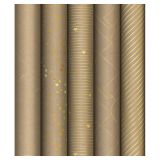 Упаковочная бумага крафт 70*100см, MESHU "Golden Pattern", 80г/м2, отд. фольгой, ассорти 5 дизайнов