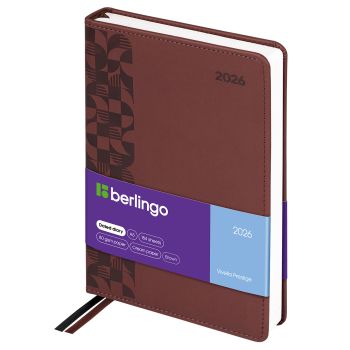 Ежедневник датированный 2026г., А5, 184л., кожзам, Berlingo 