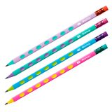 Карандаш ч/г Berlingo "Raze" HB, пластиковый, трехгранный, с выемками, заточен., с ластиком, PET-бокс