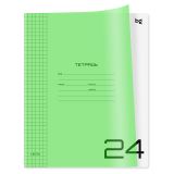 Тетрадь 24л. клетка BG "Однотонный. Неон", пластиковая обложка, неон салатовый