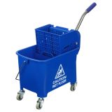 Тележка уборочная-ведро OfficeClean Professional, 2 секции, 20л, прямоугол., механич. отжим, синяя