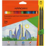 Карандаши цветные пластиковые Красин "Эволюция", 24цв.+2 ч/г HB, заточен., картон, европодвес