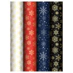 Упаковочная бумага глянц. 70*100см, MESHU "Снежинки", 80г/м2, ассорти 4 дизайна