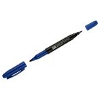 Маркер перманентный OfficeSpace двусторонний, синий, круглый наконечник, 2/4мм