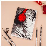 Скетчбук для рисования маркерами 50л. А5 на склейке MESHU "Girl and music", 90г/м2, soft touch Скетчбук для рисования маркерами 50л. А5 на склейке MESHU "Girl and music", 90г/м2, soft touch