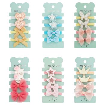 Резинки для волос MESHU, medium, c текстильными топперами, ассорти, 4шт., диаметр 3см, европодвес