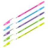 Ручка шариковая СТАММ "555" синяя, 0,7мм, неоновый микс