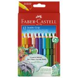 Карандаши цветные Faber-Castell "Jumbo Grip", 12цв., трехгран., утолщен., заточен., картон, европодв