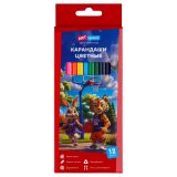 Карандаши цветные ArtSpace "School mood", 12цв., трехгранные, заточен., картон. упак., европодвес