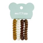 Резинки для волос MESHU, пружинки, коричневые ассорти, 4шт., диаметр 4,5см, европодвес