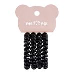 Резинки для волос MESHU, пружинки, черные, 4шт., диаметр 4,5см, европодвес