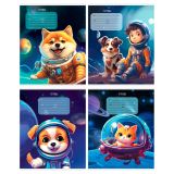 Тетрадь 12л., косая линия c доп. горизонтальной BG "Космический полет", выб. лак