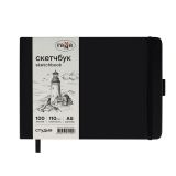 Скетчбук 100л., 210*148 Гамма "Студия", черный, твердая обложка, на резинке, слоновая кость, 110г/м2