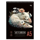 Скетчбук 40л., А5 BG "Арктическая лиса", на гребне, черный блок, 80г/м2 Скетчбук 40л., А5 BG "Арктическая лиса", на гребне, черный блок, 80г/м2