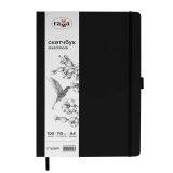 Скетчбук 100л., А4 Гамма "Студия", черный, твердая обложка, на резинке, белая, 110г/м2