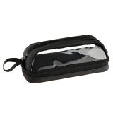 Пенал мягкий 2 отделения, 215*80*70 мм, Berlingo, "Black clarity", прозрачное окошко, экокожа, полиэстер, ПВХ