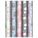 Упаковочная бумага глянц. 70*100см, MESHU "Милые друзья", 80 г/м2, ассорти, 5 дизайнов